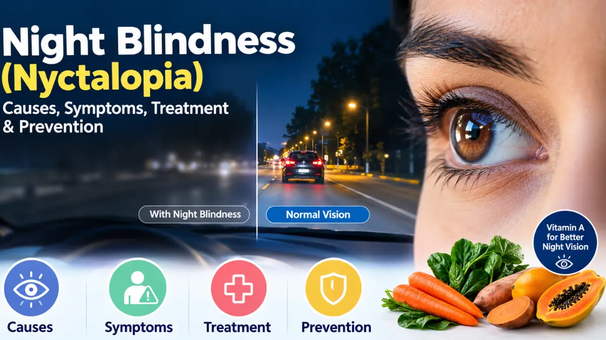 Night blindness: causes, symptoms, treatment & prevention