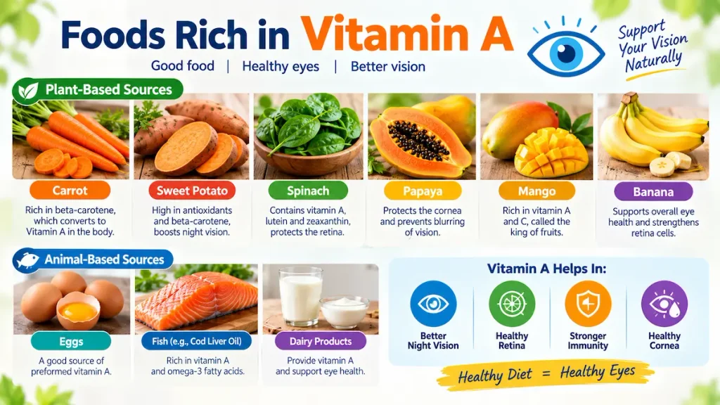 Vitamin A rich foods for night blindness Beast foods for Night blindness (Nyctalopia)